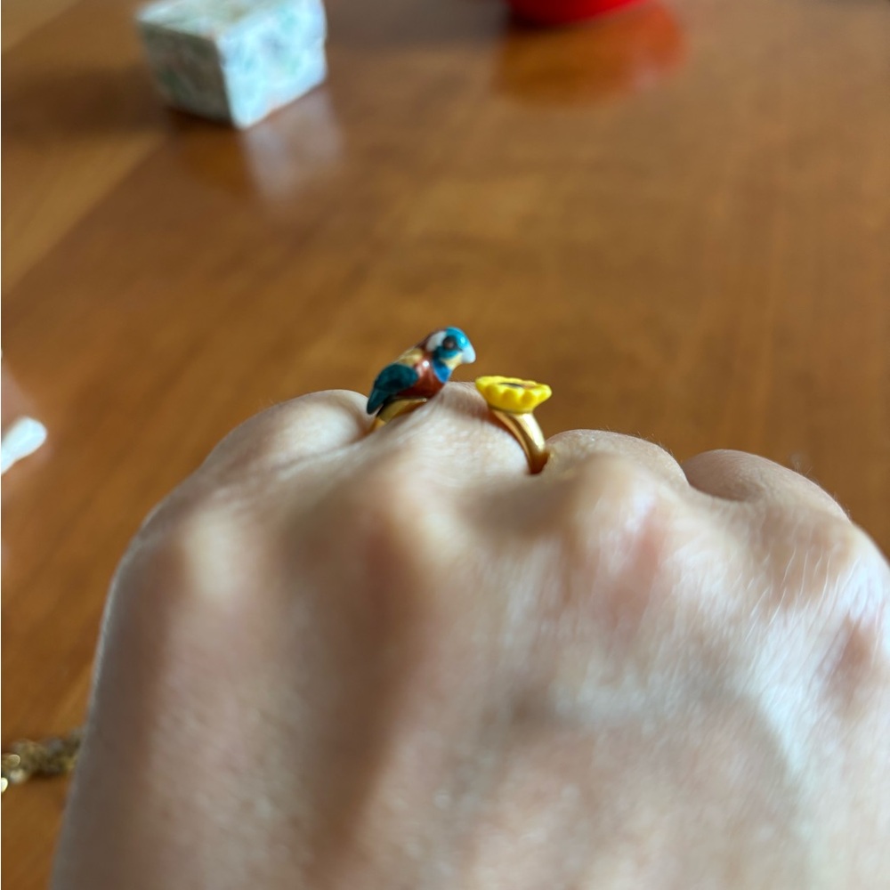 nach Bijoux Adjustable Bird and Sunflower Ring